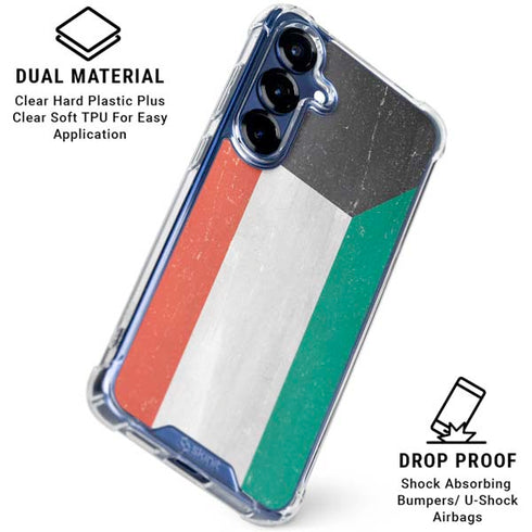 Kuwait Flag Distressed Galaxy S25 Clear Case